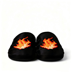 Custom LOGO Embroidered Plus Size Slip on Winter Sandal Plush <strong>Slipper</strong> Cyber Pixel Art 8-bit Fire Puffer Home <strong>Slipper</strong> for <strong>Men</strong> - Product Image 6