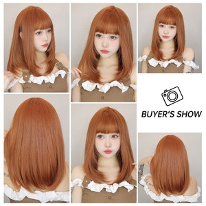 Perruque synthétique de cosplay Lolita Bobo orange longue et droite de 40 cm, résistante à la chaleur, pour Halloween et fêtes, vente en gros - Product Image 2