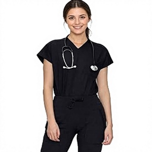 ชุดสครับผ้าโพลีเอสเตอร์เนื้อละเอียดสำหรับโรงพยาบาลแบบ unisex พร้อมระบบตรวจจับเข็ม - Product Image 2