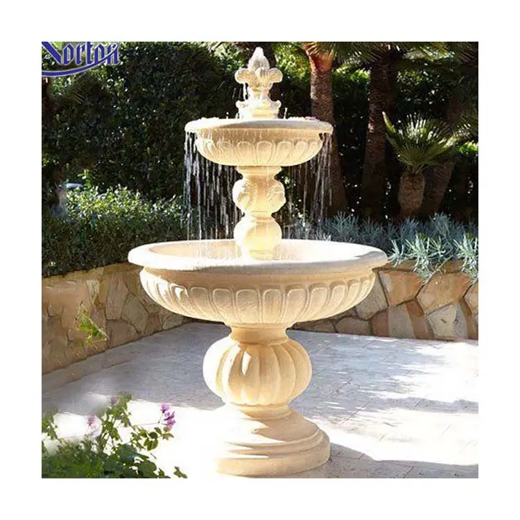Decorative per esterni in pietra naturale yard garden doppio a file marmo fontane di acqua