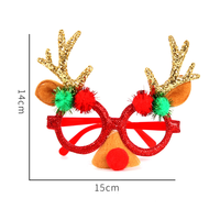 Lunettes de Noël cerf à cornes dorées avec monture rouge, très populaires, lunettes fantaisie scintillantes, accessoire amusant pour photomaton pour les fêtes de fin d'année