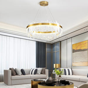 Lámpara de iluminación de alta calidad Living 60cm Oro Acero inoxidable Lujo Led halo Anillo Cristal Colgante Luz - Product Image 6