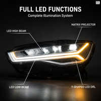 Ensemble de phares avant Audi A6 2012-2018, mise à niveau, nouvelle version haute performance, 55W, 12V, lentille matricielle LED DRL