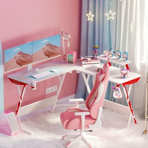 <span class=keywords><strong>Escritorio</strong></span> de juegos blanco en <span class=keywords><strong>forma</strong></span> de <span class=keywords><strong>L</strong></span>, mesa de juegos con superficie de fibra de carbono, <span class=keywords><strong>escritorio</strong></span> de computadora de esquina con portavasos, gancho para auriculares - Product Image 6