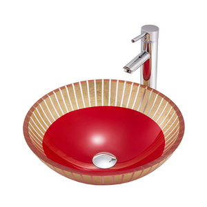 China nuevo diseño <span class=keywords><strong>de</strong></span> gabinete <span class=keywords><strong>de</strong></span> Hotel Villa baño oro rojo tazón <span class=keywords><strong>de</strong></span> vidrio armario <span class=keywords><strong>de</strong></span> lavado pequeño lavabo <span class=keywords><strong>cuenca</strong></span> contra top - Product Image 2