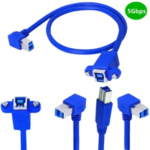 Cabo de extensão para impressora, cabo usb 3.0 bmbf de impressora, 90 graus, cabo angular de impressora com parafuso de montagem de painel, para impressora de disco rígido