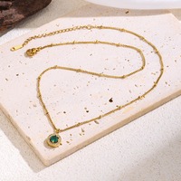 Collier à pendentif rond perlé avec zircon vert, accessoires fantaisie de luxe léger pour femme, commandes en gros TGXL14675