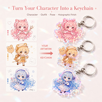 Porte-clés personnalisés en acrylique holographique CNAWO, breloques en acrylique personnalisées avec personnage d'anime, artisanat en plastique, forme imprimée, porte-clés