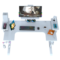 Beisijie blanc U forme rvb lumière bureau de jeu lecteur à domicile bureau de jeu avec porte-gobelet Table de jeu