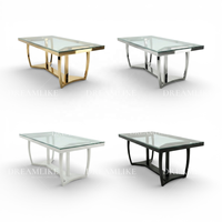 Table à manger de luxe moderne et onirique en verre miroir, avec cadre en acier inoxydable épaissi et durable, idéale pour hôtel/extérieur/fêtes