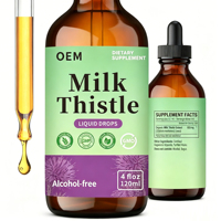 Gouttes liquides de chardon-Marie sans alcool OEM - Sans sucre, naturellement sucrées avec de la glycérine végétale, 120 ml, Marque privée
