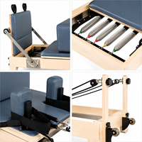 Reformer Pilates pliable en bois d’érable avec pieds réglables Machine de fitness professionnelle pour studio et maison