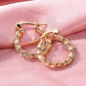 Orecchini a Cerchio Intrecciati Vintage per Donne, Gioielli Minimalisti Rotondi - Product Image 4