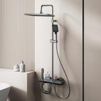 Ensemble de douche à affichage numérique avec contrôle thermostatique, jet rectangulaire en ABS et silicone, et tuyau anti-éclatement