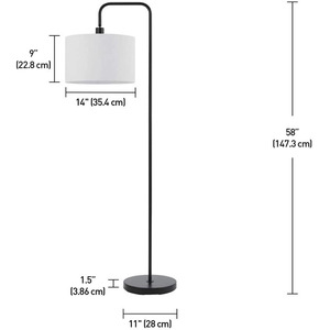 Minimalist Floor <b>Lamp</b> White Cylindrical <b>Shade</b> Metal Base E26 LED 58 Inch Cold White Light Dimmable High CRI 90 Residential - Product Image 1