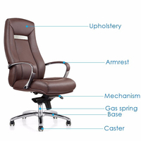 Fauteuil de bureau exécutif ergonomique moderne en gros, réglable en hauteur, dossier haut, en cuir PU souple et véritable, pivotant et rafraîchissant