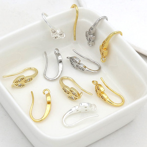U Shaped Diamond Set Ear <b>Hooks</b> 18k Gold Plated Silver Jewelry Findings DIY <b>Earrings</b> Components GM1930 - Product Image 2