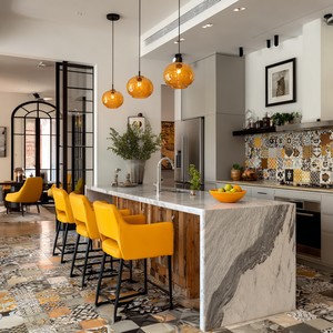 Armoires de cuisine modernes de style VSME Barcelone avec îlot en marbre et ensemble d'armoires modulaires blanches - Product Image 6