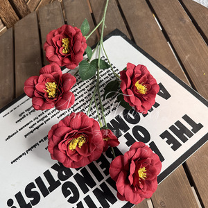 Fleurs artificielles Jinxi en soie, réalistes, pour mariage et décoration intérieure, bouquet de 6 têtes de lauriers et d'hibiscus - Product Image 2