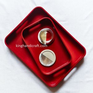 Plateau de service rectangulaire en laque, artisanal, écologique, durable, pour aliments, boissons et thé, usage commercial décoratif - Product Image 6