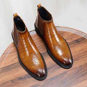 Nouvelles Chaussures Habillées pour Hommes en Cuir Véritable à Bout Carré, Creuses, Tendance Coréenne, Décontractées et Habillées, à Lacets, Antidérapantes, Automne - Product Image 5