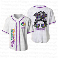 Nouveaux maillots de Mardi Gras 2026, chemises personnalisées avec nom et numéro, maillot de baseball, vêtements de Mardi Gras pour femmes et hommes