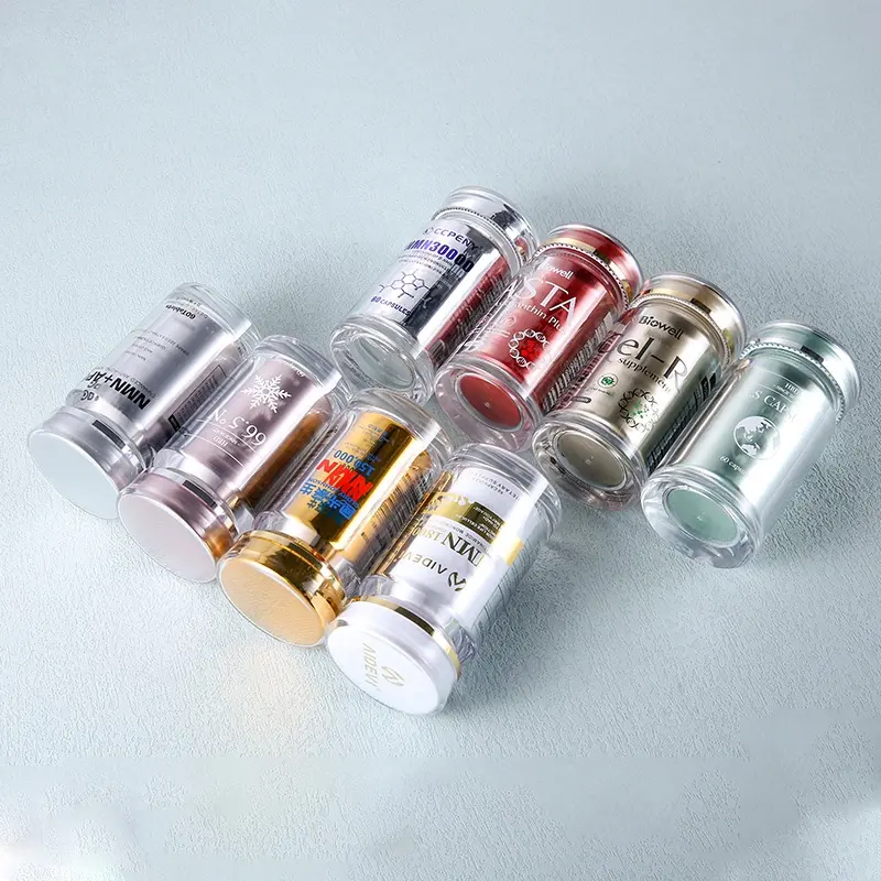 CUSTOM PSピルボトルインナーコンテナ付きカスタマーデザイン印刷空のボトル用ピルカプセルタブレットビタミンサプリメント