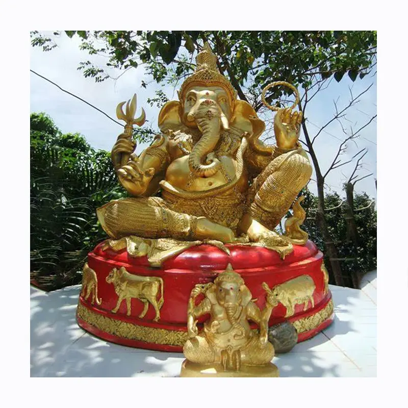 Patung Ukiran Tangan Patung Ganesha Ganesha Kuningan Besar untuk Dekorasi Taman Luar Ruangan