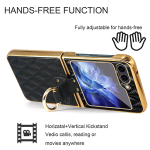 Funda de teléfono móvil de cuero chapado en oro VIETAO para <span class=keywords><strong>Samsung</strong></span> para <span class=keywords><strong>Galaxy</strong></span> <span class=keywords><strong>Z</strong></span> <span class=keywords><strong>Flip</strong></span> 5 <span class=keywords><strong>4</strong></span> 3 cuero PU rosa con funda de anillo electrochapado - Product Image 3