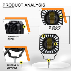 Focos LED Cuadrados para Motocicleta, Faro Delantero de 40W, Doble Color, Luces Antiniebla para Autos, Motos, Vehículos Todoterreno, MO-213, 1 Año de Garantía - Product Image 5
