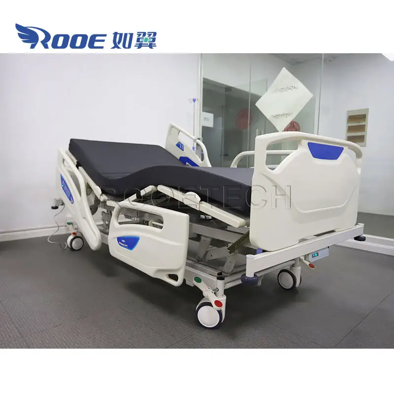 BAE503 Medical Supplies Electric ICU Examination Patient Bed Prices with Three-stage Type Wheels