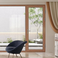 Fournisseur d'usine sur mesure haut de gamme, porte battante en bois massif avec double vitrage pour projet de villa ou d'hôtel