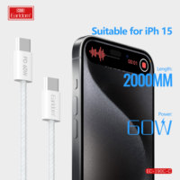 Câble de charge rapide USB-C Earldom 60W, tressé en nylon, 2m, pour iPhone 15/Pro/Pro Max/Plus, garantie 12 mois