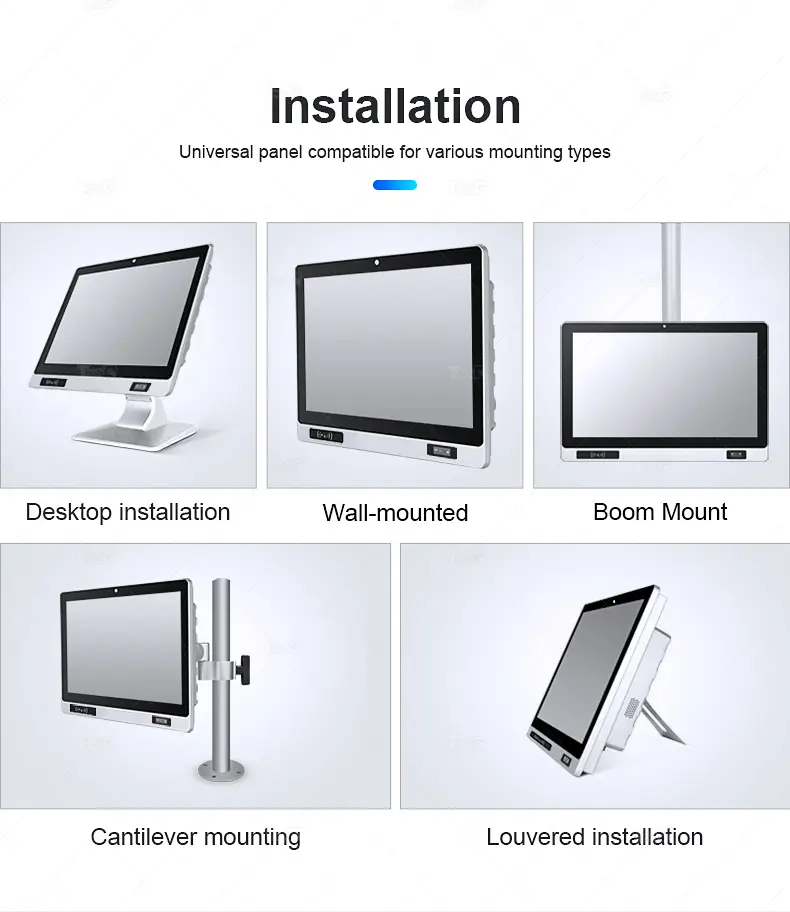 Panel de Pc integrado Win Linux Os todo en uno Ip65 Flat Android Touch Panel Pc con cámara frontal Android Touch Screen Pc