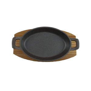 Cast Iron Teppanyaki Oval Grill Pan Double Handled Flat Bottom Durable Frying Pan For Steak Fish Cheese Grilling - Product Image 4
