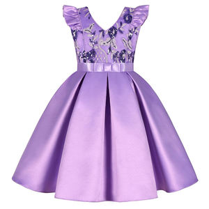 Girls One Shoulder Flying Sleeve Dress <b>Sequin</b> Bow Kids Formal Dress for Wedding Party Pageant - Product Image 3