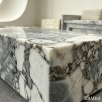 Table d'appoint moderne en marbre naturel, table basse cube en marbre poli Titanic Storm, tables basses en marbre