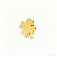 Broche Épingle de Revers Trèfle à Quatre Feuilles Porte-Bonheur en Acier Inoxydable Plaqué Or 18K – Vente Chaude en Gros