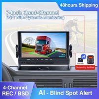 Système de caméra dédié aux camions semi-remorques avec écran LCD de 7 pouces, vue arrière latérale, détection d'angle mort des piétons par IA, système d'alerte BSD