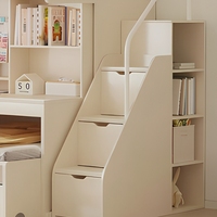Lit mezzanine moderne pour enfants avec bureau, rangements et escalier – Lit superposé en bois pour gagner de la place dans la chambre