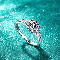 Bague en moissanite D-color 2 carats, argent sterling 925, taille brillant rond, certifiée GRA, moissanite VVS1, bague de promesse de mariage pour femme