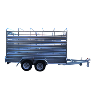 Remolque de ganado galvanizado de 10*6 pies, remolque de ganado con freno eléctrico con puerta corredera, remolque de <span class=keywords><strong>jaula</strong></span> de ganado en tándem - Product Image 1