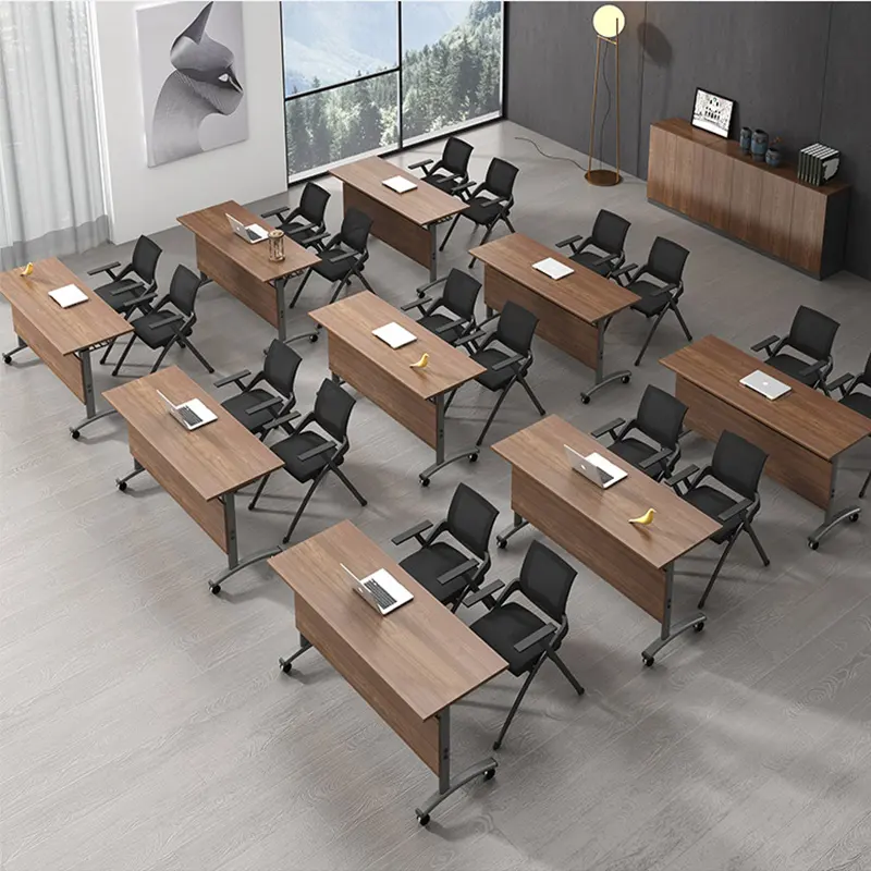 Modern Flip Top Training Desk Folding Conference Foldable Meeting Wheels Table