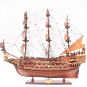 Modèle de Navire de Guerre Britannique SOVEREIGN OF THE SEAS en Bois de Rose Naturel Poli, Fabriqué à la Main, Édition Spéciale pour la Décoration Intérieure - Product Image 1