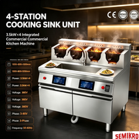 Machine de cuisson automatique SEMIKRON personnalisée à 4 pots en forme de U pour la restauration, équipement de cuisine pour restaurants