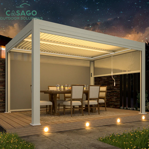 Motorized Aluminum Pergola with Adjustable Louvered Roof, Waterproof Garden <strong>Gazebo</strong> <strong>for</strong> Outdoor Garden <strong>Patio</strong> Poolside - Product Image 2