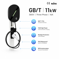 Borne de recharge murale EV 11 kW GB/T, application intelligente, RFID, OCPP 1.6J, station de recharge AC murale pour BYD Tesla NIO XPENG GAC Aion ZEEKR