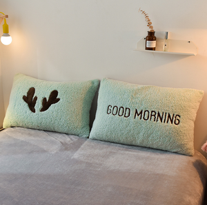 工場直送卸売り刺繍入りフリース寝具セット シェルパフランネルベッドシーツ - Product Image 3