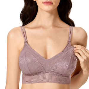 Sujetador de <span class=keywords><strong>lactancia</strong></span> de encaje personalizado para mujer, sujetadores de maternidad con relleno sin aros, bonito - Product Image 4