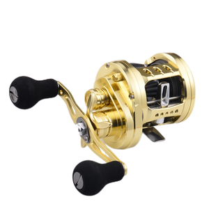 Carrete de tambor de pesca de aluminio con potencia de arrastre dorada de 15KG, carretes giratorios marinos de fundición de larga distancia para curricán y fundición de cebo - Product Image 1